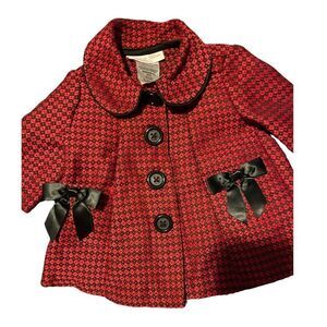 Bonnie Baby Coat, red and black, size 0-3 months